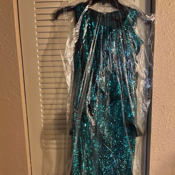 Badgley Mischka Sequin Christmas Party Dress Peacock teal greenish blue Sz 6 NWT - Picture 14 of 14